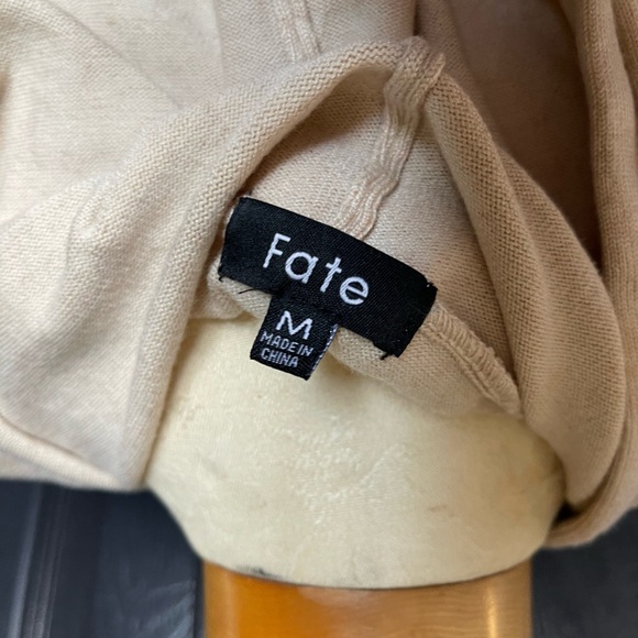 Fate Oatmeal Color Block Sleeve Detail Hoodie Sweater - Picture 8 of 9